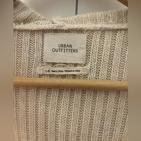 Women’s long midi length cream hooded sweater - Picture 2 of 6